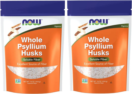 Bulk Pack of 2 - NOW Foods Whole Psyllium Husks 16 Oz for Digestive Health and Weight Management