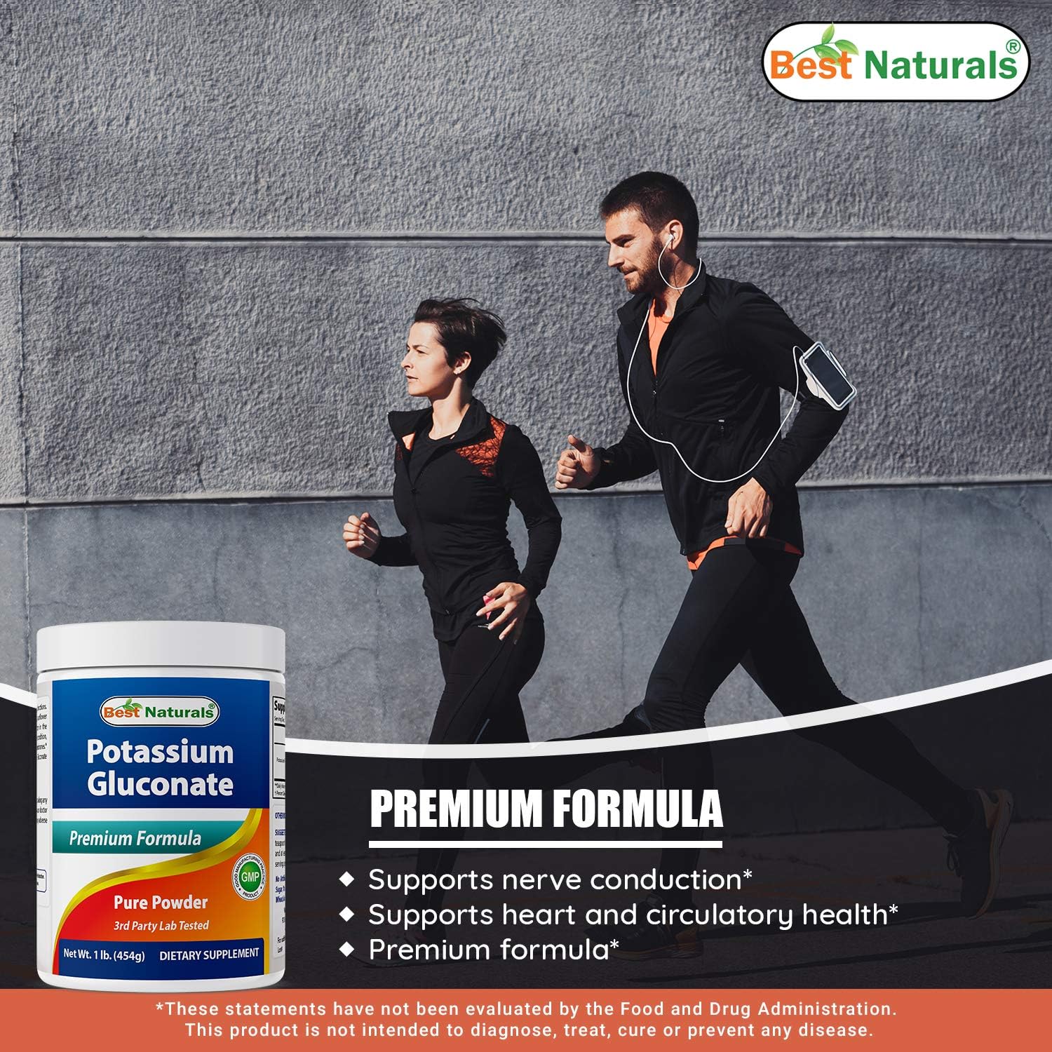 Bulk Pack of 3 - Best Naturals Potassium Gluconate Powder 1lb - Essential Mineral Supplement - BoostGo Australia