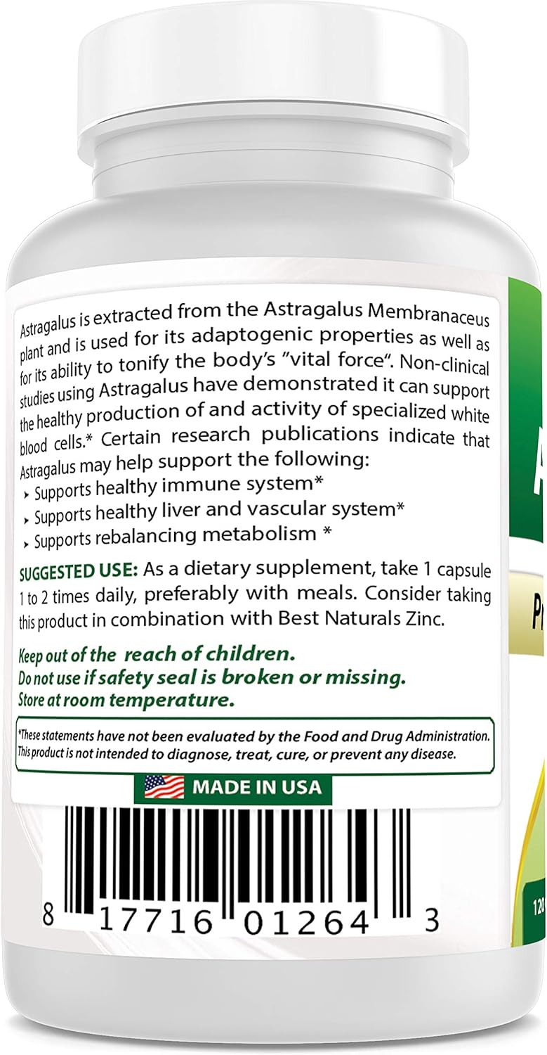 Bulk Pack of 360 Best Naturals Astragalus 1000mg Capsules
