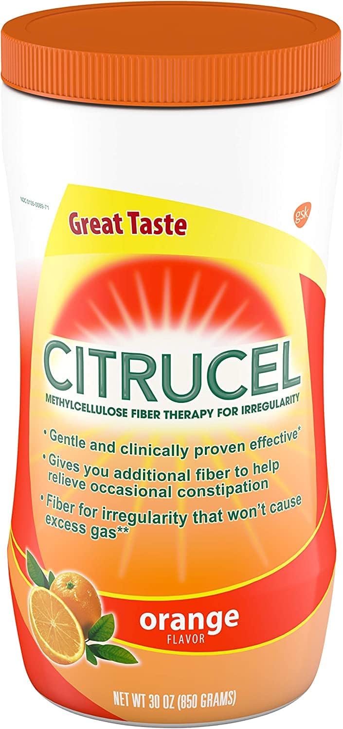 Bulk Pack of 5 Citrucel Powder Orange Flavor 30 oz - Digestive Health Supplement