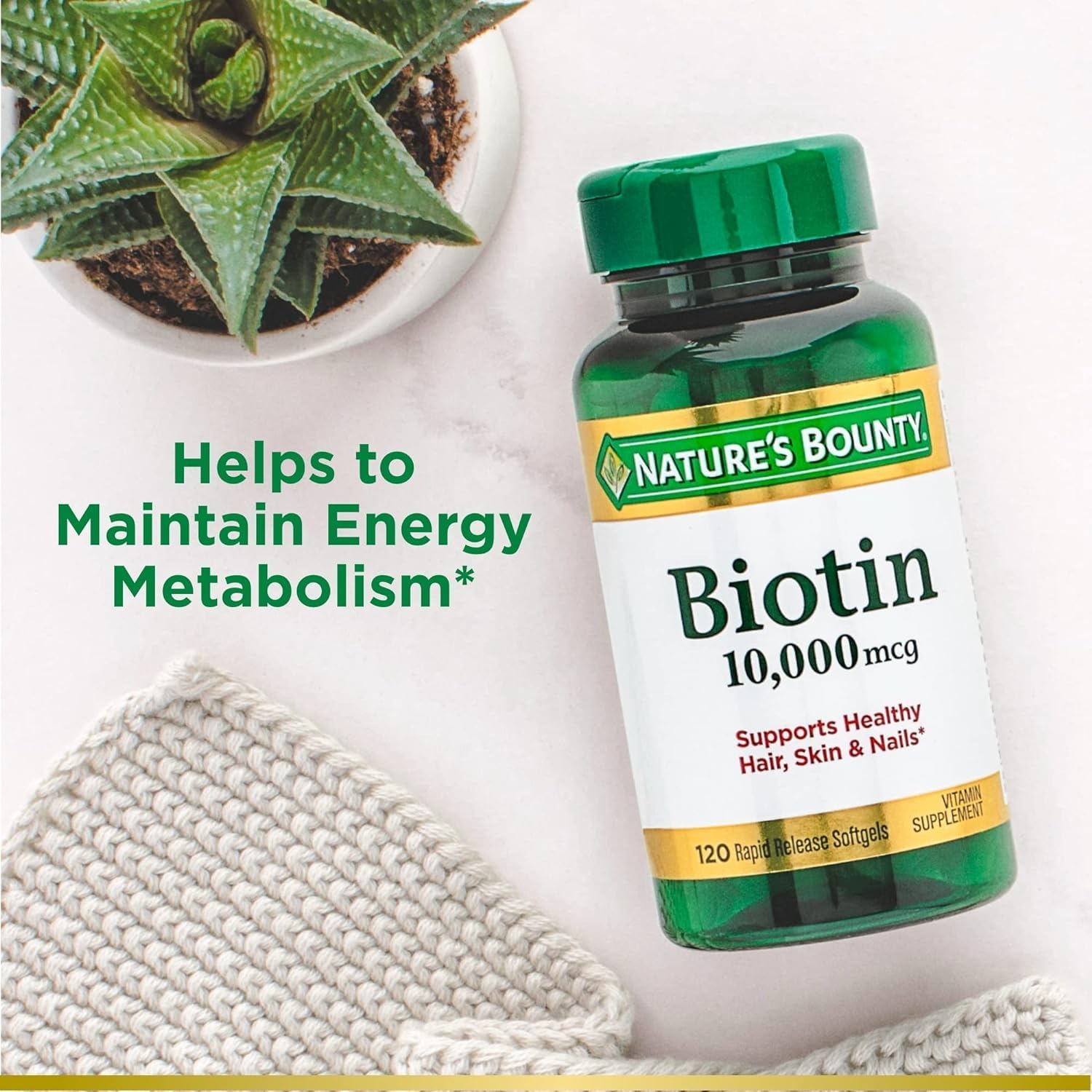 Bulk Pack of 720 Nature's Bounty Biotin 10,000 mcg Rapid Release Softgels