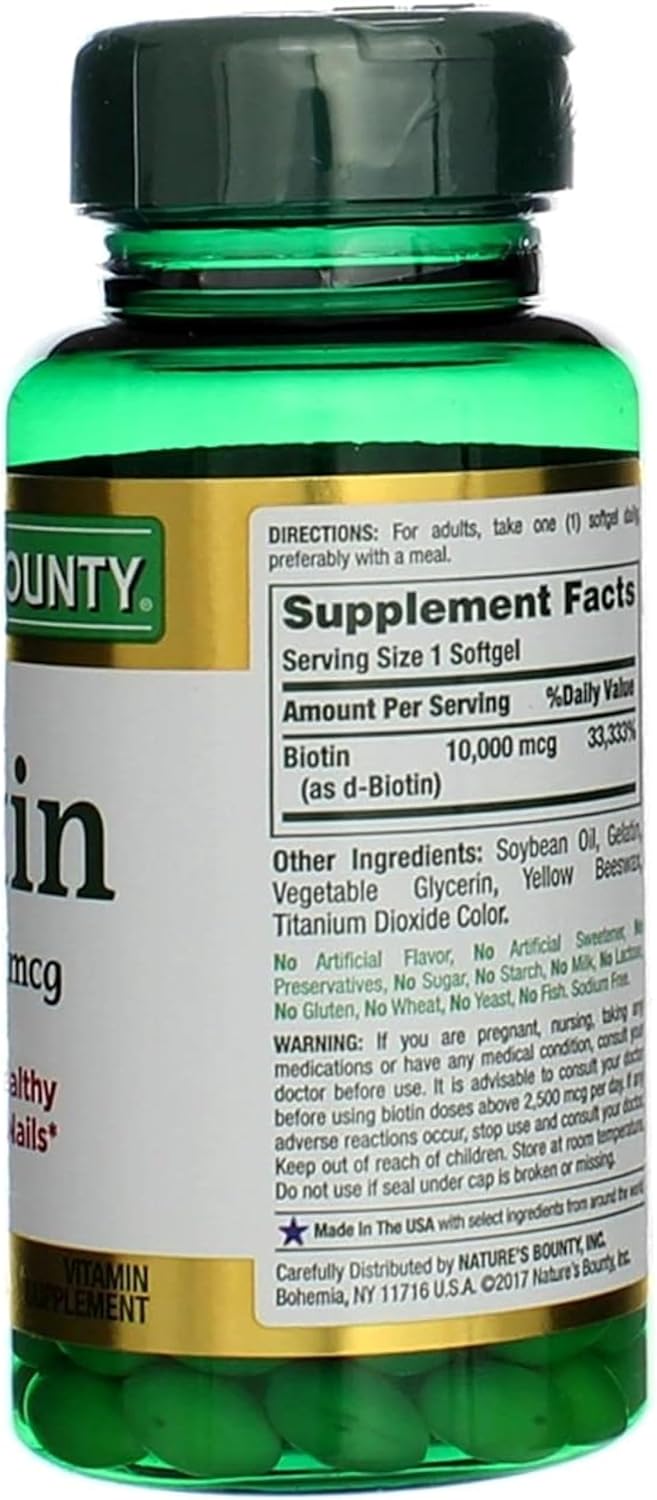 Bulk Pack of 720 Nature's Bounty Biotin 10,000 mcg Rapid Release Softgels