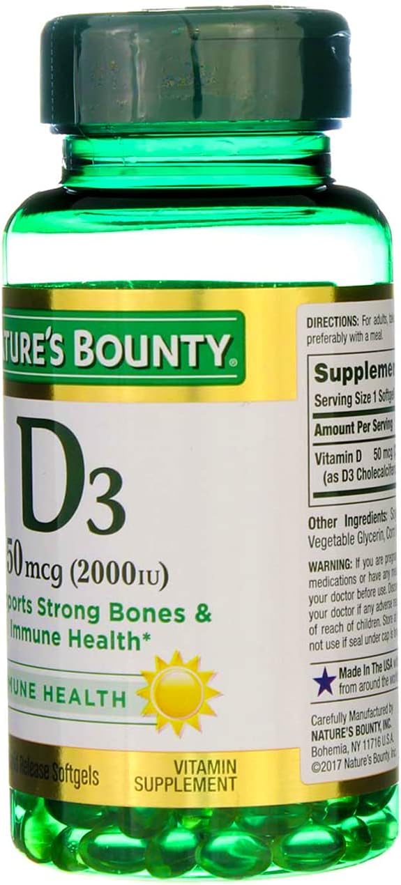 Bulk Pack of 750 Nature's Bounty Vitamin D3 2000 IU Softgels