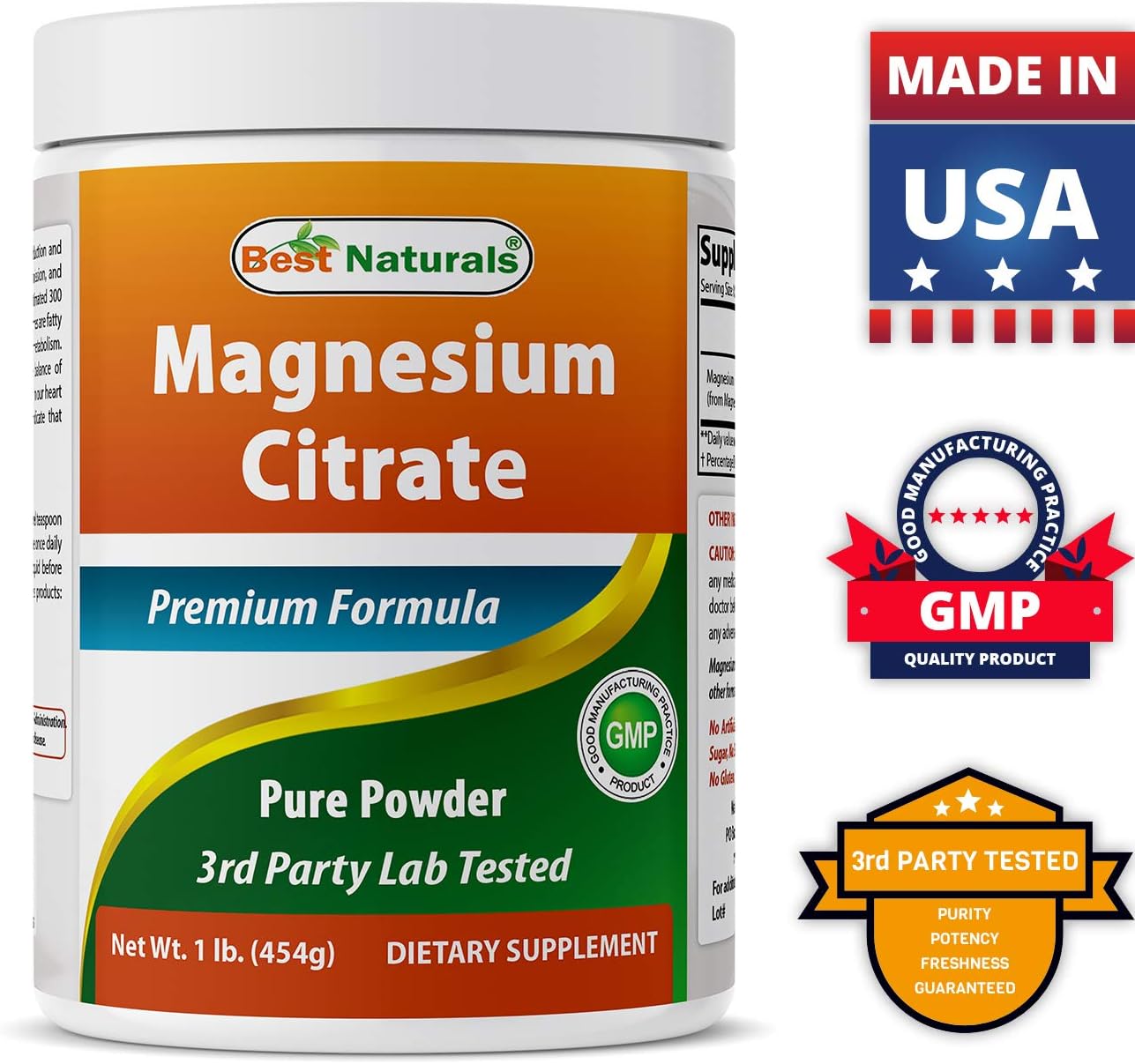 Bulk Pack of Best Naturals Magnesium Glycinate Powder - 3 Pounds Total