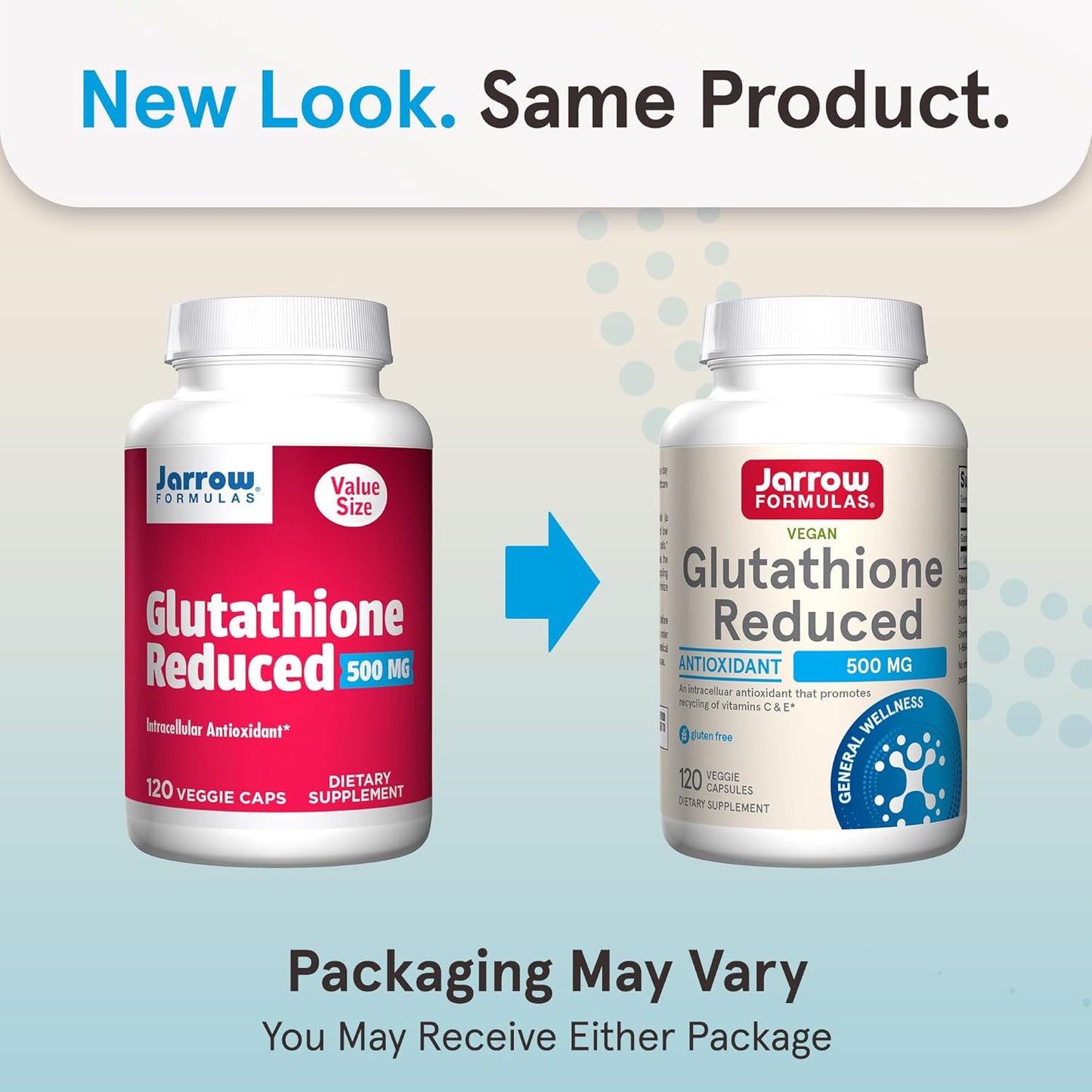 Bulk Pack of Jarrow Formulas Glutathione Reduced 500 mg Veggie Capsules - Antioxidant Supplement for Vitamin Recycling - Non-GMO, Gluten Free, Vegan - 1440 Capsules Total