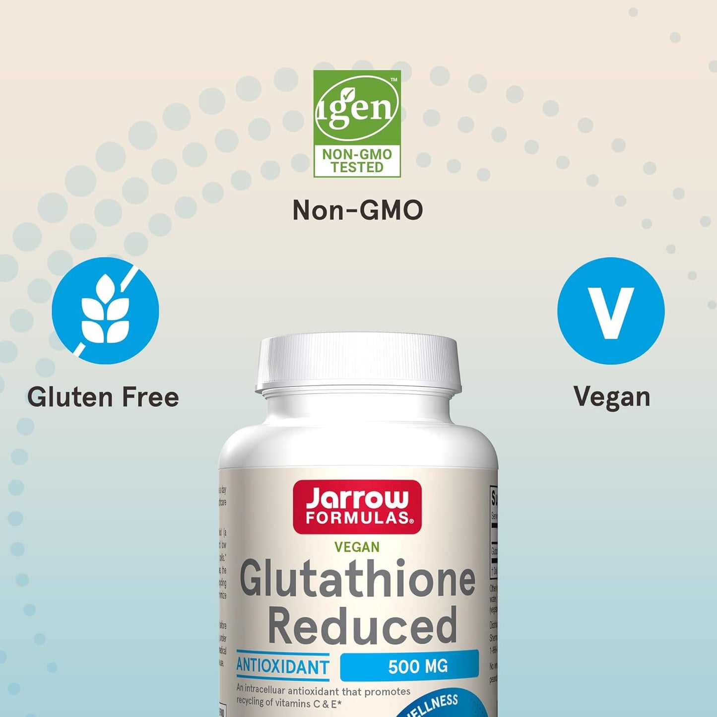 Bulk Pack of Jarrow Formulas Glutathione Reduced 500 mg Veggie Capsules - Antioxidant Supplement for Vitamin Recycling - Non-GMO, Gluten Free, Vegan - 1440 Capsules Total