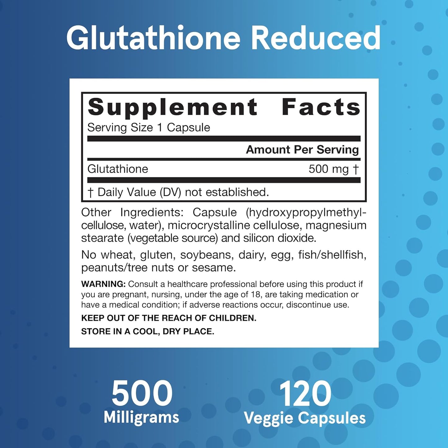 Bulk Pack of Jarrow Formulas Glutathione Reduced 500 mg Veggie Capsules - Antioxidant Supplement for Vitamin Recycling - Non-GMO, Gluten Free, Vegan - 1440 Capsules Total
