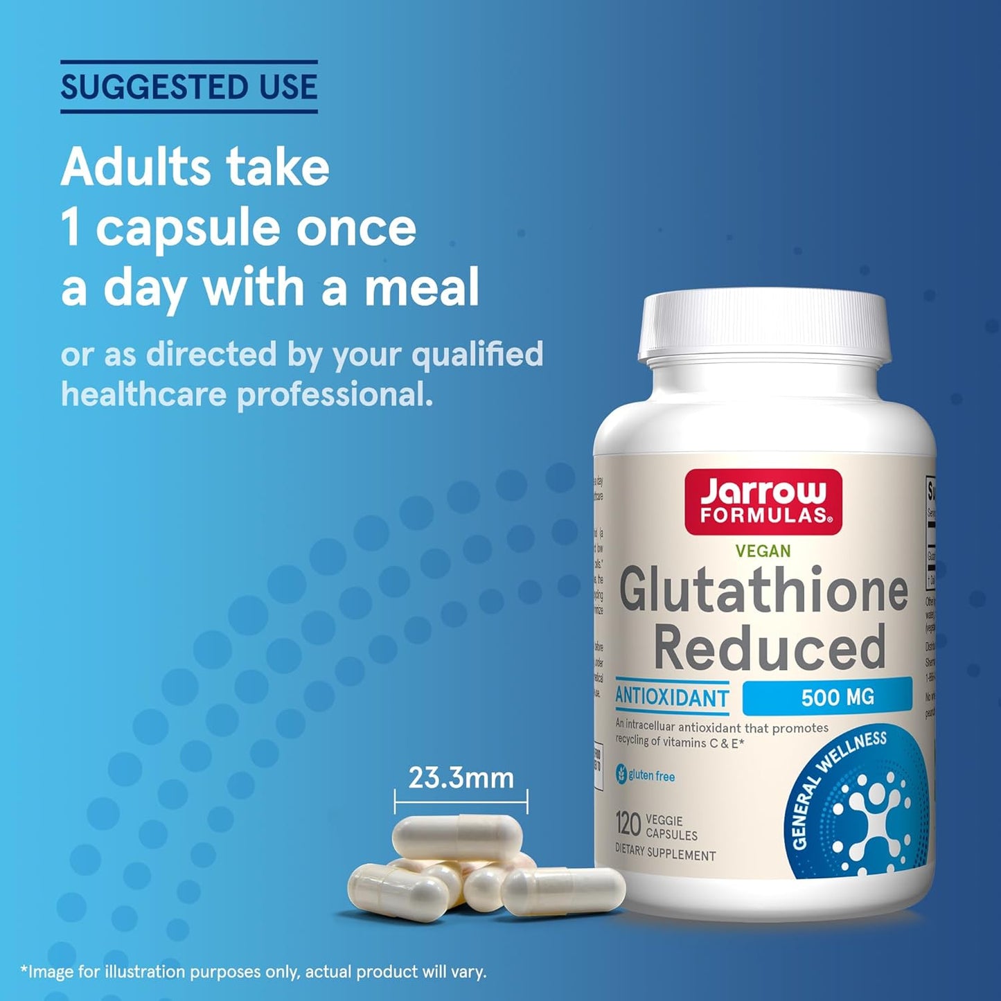 Bulk Pack of Jarrow Formulas Glutathione Reduced 500 mg Veggie Capsules - Antioxidant Supplement for Vitamin Recycling - Non-GMO, Gluten Free, Vegan - 1440 Capsules Total