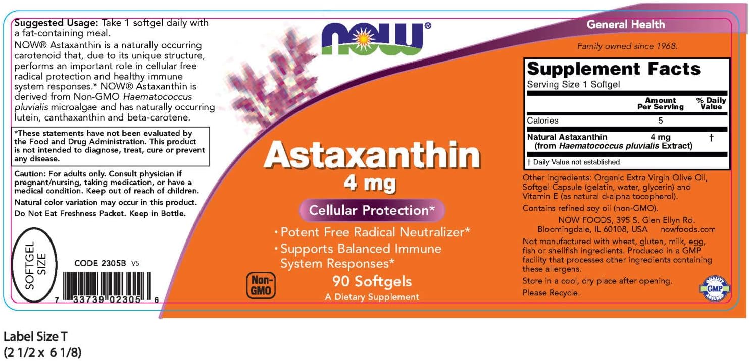 Bulk Pack of Now Foods Astaxanthin 4 mg Softgels - 720 Total Softgels