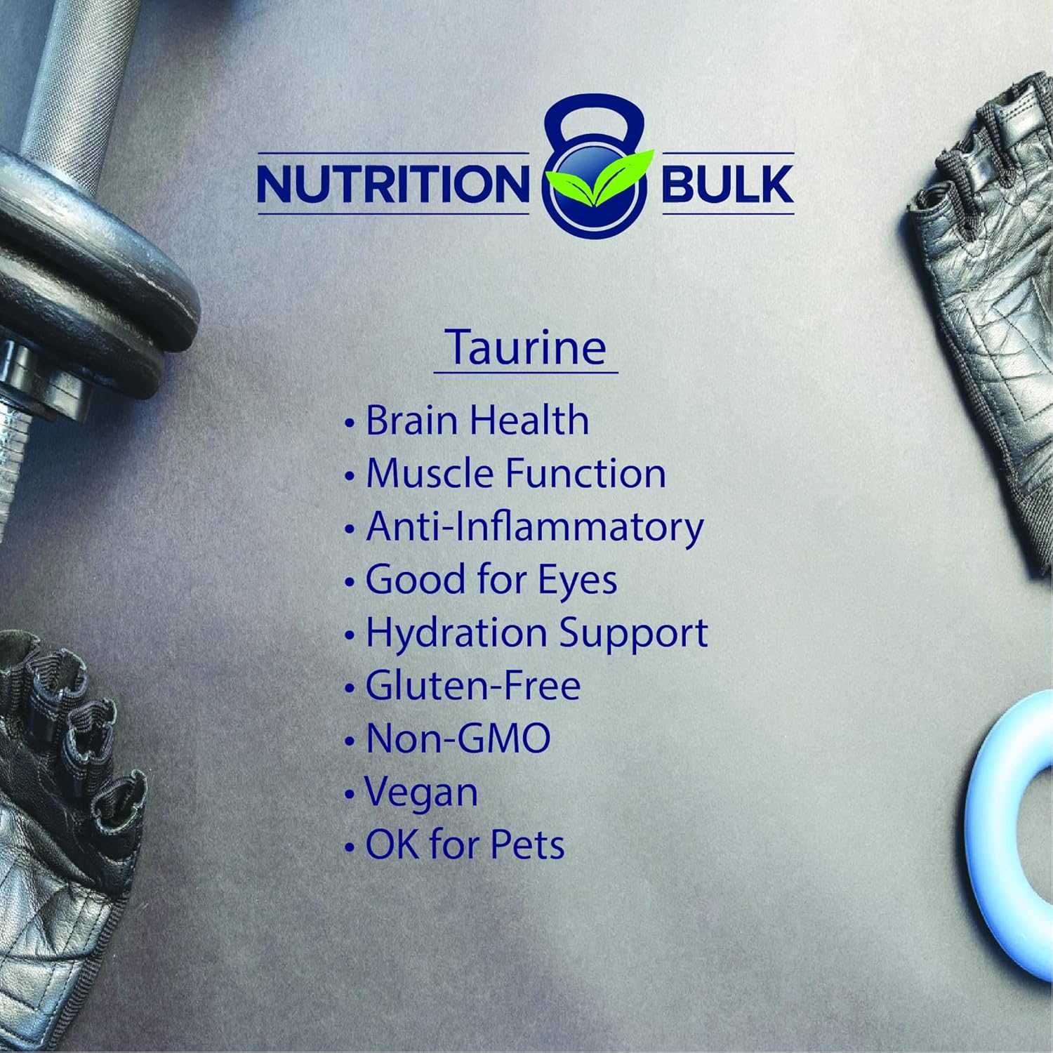 Bulk Taurine Powder - 16 oz, Energy Focus Brain Health Supplement, Gluten-Free Vegan Non-GMO - NutritionBulk.com