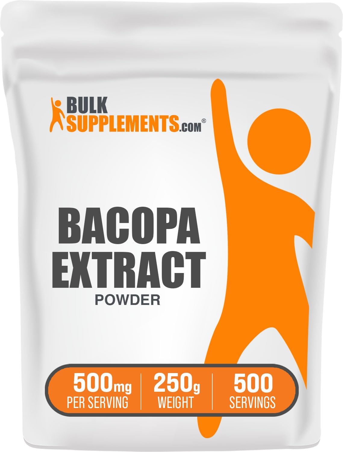 BulkSupplements Bacopa Monnieri Extract Powder - 500mg per Serving, 250g - Vegan & Gluten Free Supplement