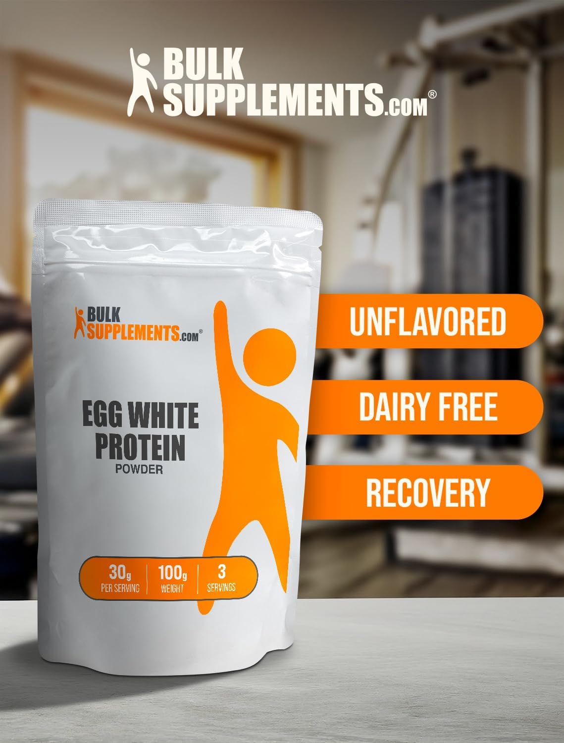 BulkSupplements Egg White Protein Powder - Unflavored & Gluten Free, 30g per Serving - Dairy Free Egg White Powder, 100g Pack