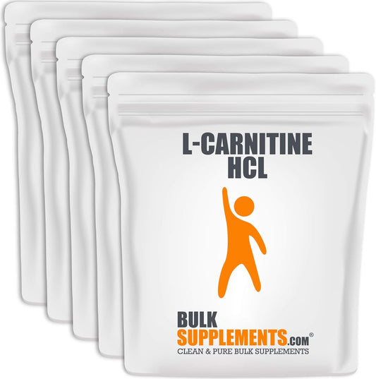 BulkSupplements L-Carnitine HCl Powder - 500mg Carnitine Supplement, Unflavored & Gluten Free, 5kg (11 lbs) - Pack of 5