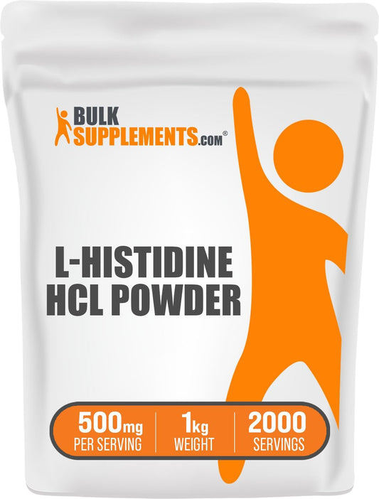 BulkSupplements L-Histidine HCl Powder - 500mg Histidine Supplement, Essential Amino Acid - Gluten Free, 1kg (2.2 lbs) Pack