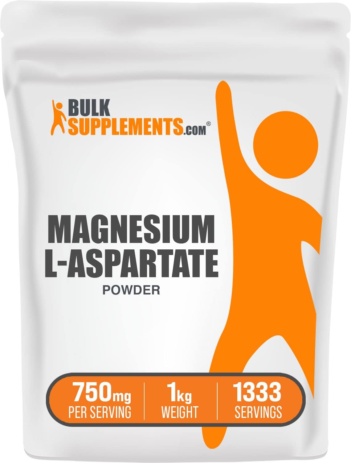 BulkSupplements Magnesium L-Aspartate Powder - High Absorption, Gluten Free, 1kg (2.2 lbs) - 750mg (150mg Magnesium) per Serving
