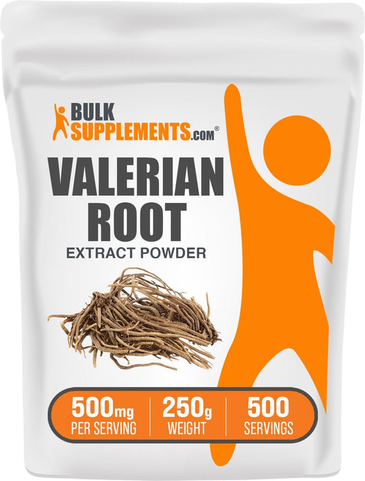 BulkSupplements Valerian Root Extract Powder - 250g, Gluten-Free Valerian Root Powder for Well-Being - 500mg per Serving