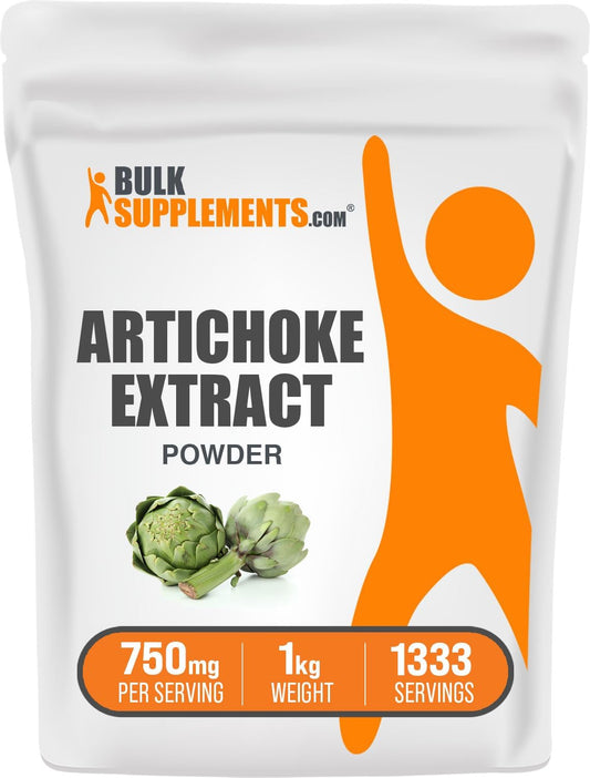 BulkSupplements.com Artichoke Extract Powder - 750mg per Serving, 1kg (2.2 lbs) - Herbal & Gluten Free Supplement from Artichoke Leaf & Stem