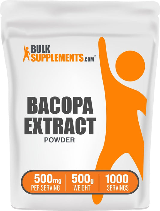 BulkSupplements.com Bacopa Monnieri Extract Powder - 500mg per Serving, 500g (1.1 lbs) - Vegan & Gluten Free Bacopa Supplement