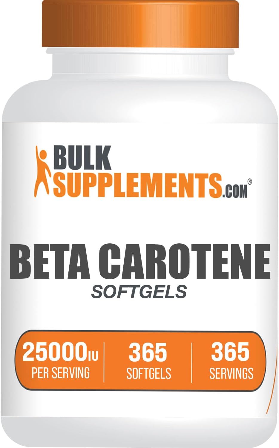 BulkSupplements.com Beta Carotene Softgels - Vitamin A Eye Support Supplement - Gluten Free, 365 Count - 25000 IU, 1 Softgel/Serving
