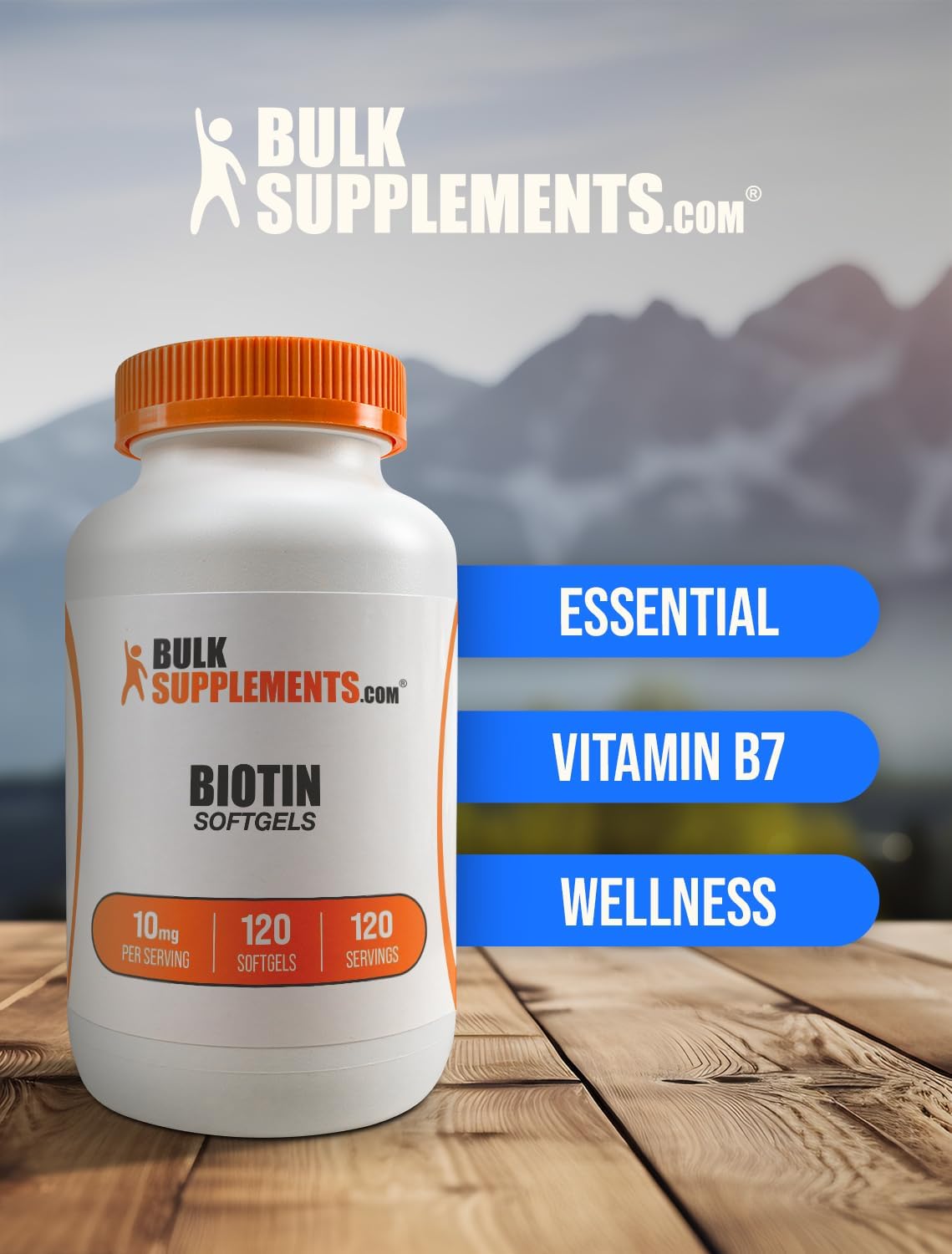 BulkSupplements.com Biotin 10000mcg Softgels - Vitamin B7 for Hair, Skin, Nails - Gluten Free Supplement, 120 Count