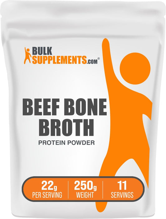 BulkSupplements.com Bovine Bone Broth Protein Powder - 22g per Serving, 250g - Lactose, Dairy, and Gluten Free