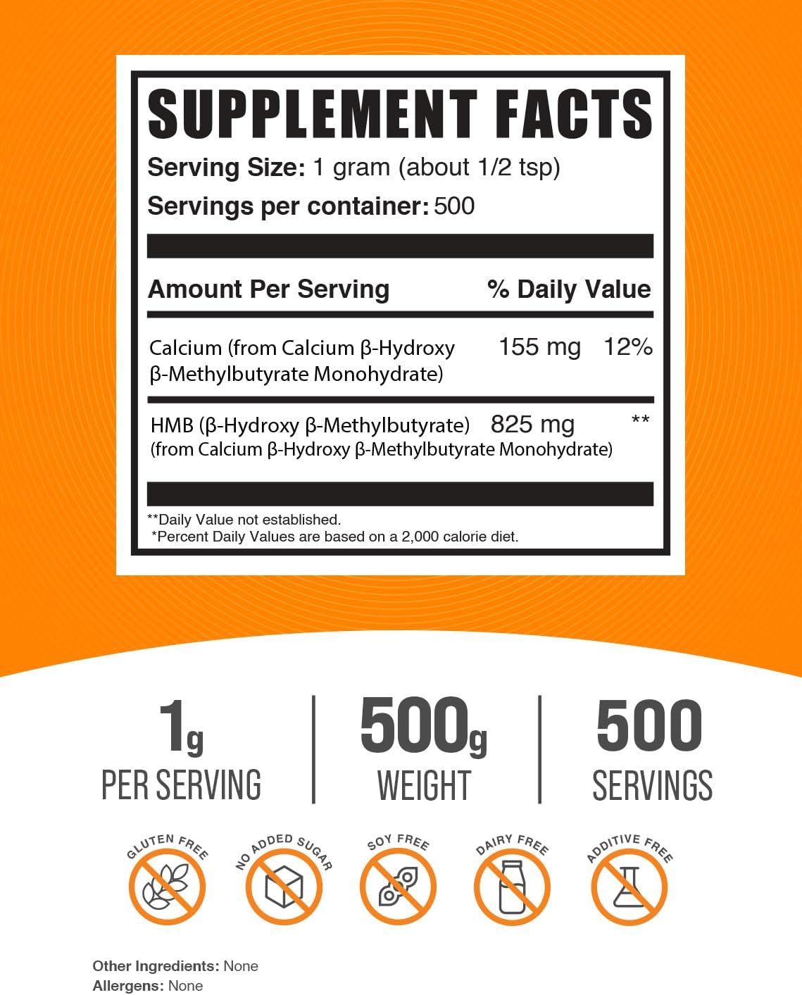 BulkSupplements.com Calcium HMB Powder - 1000mg per Serving, Gluten Free - 500g (1.1 lbs) Pack - Beta-Hydroxy Beta-Methylbutyrate Supplement
