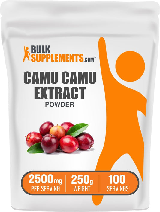 BulkSupplements.com Camu Camu Extract Powder - Herbal Vitamin C Superfood Supplement, Gluten-Free, 2500mg per Serving, 250g (8.8 oz) Pack