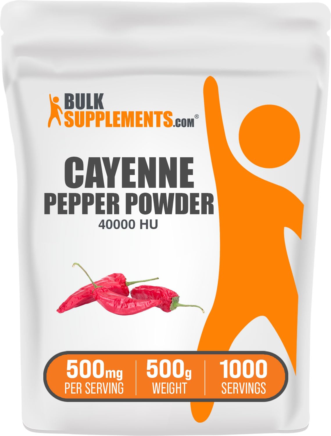 BulkSupplements.com Cayenne Pepper 40000 HU Powder - Capsaicin Supplements, Gluten Free - 500mg per Serving, 500g (1.1 lbs) (Pack of 1)