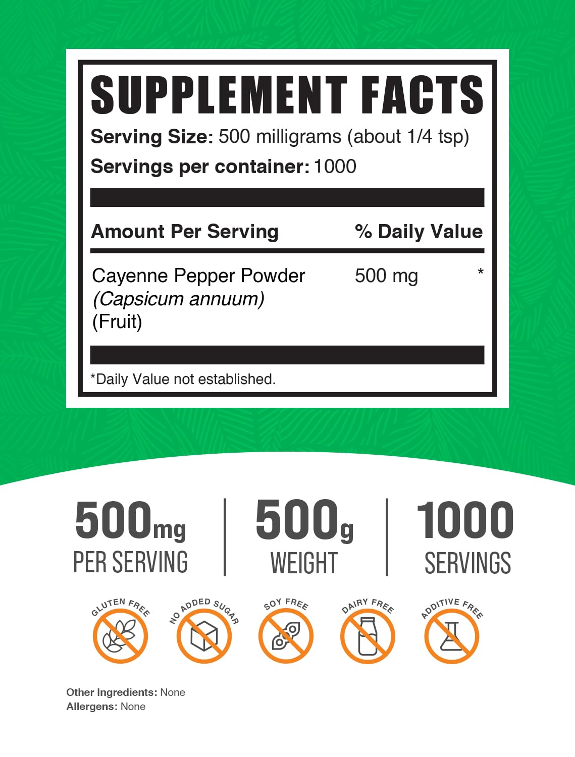 BulkSupplements.com Cayenne Pepper 40000 HU Powder - Capsaicin Supplements, Gluten Free - 500mg per Serving, 500g (1.1 lbs) (Pack of 1)