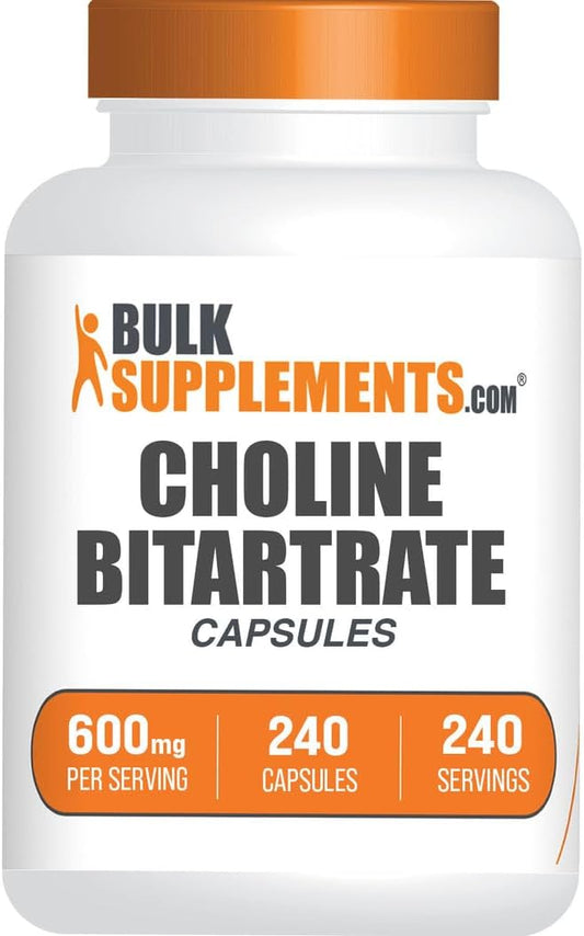 BulkSupplements.com Choline L-Bitartrate Capsules - 600mg Choline Supplement - 240 Capsules, 2 Capsules per Serving
