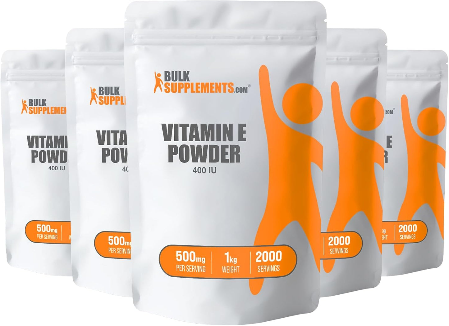 BulkSupplements.com D-Alpha Tocopherol Vitamin E Powder 400 IU - Gluten Free, 500mg per Serving, 5kg (11 lbs), Pack of 5