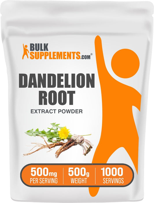 BulkSupplements.com Dandelion Root Extract Powder - Liver & Digestive Support - Gluten Free - 500mg/serving, 1000 Servings - 500g