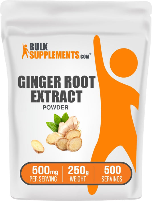 BulkSupplements.com Ginger Root Extract Powder - Herbal Supplement, Gluten Free, 500mg per Serving, 250g (8.8 oz) - Pack of 1