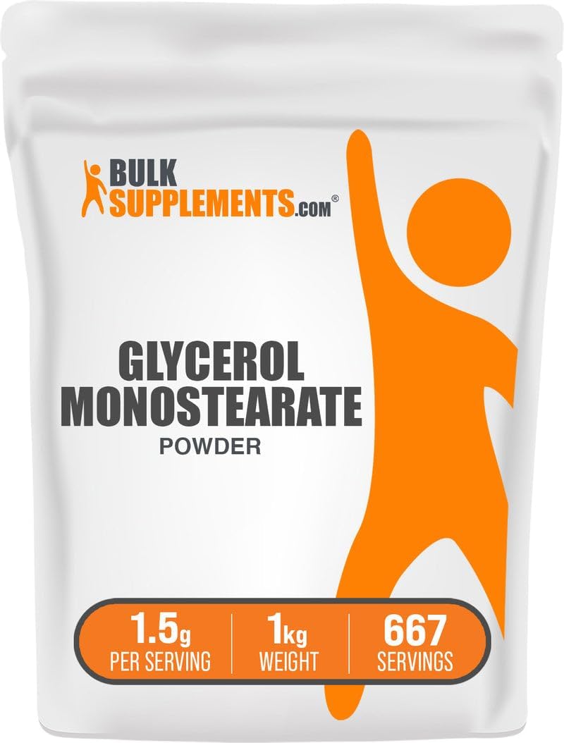 BulkSupplements.com Glycerol Monostearate Powder - Pure Glycerol Supplement for Energy - Food Grade, Gluten Free - 1kg (2.2 lbs)