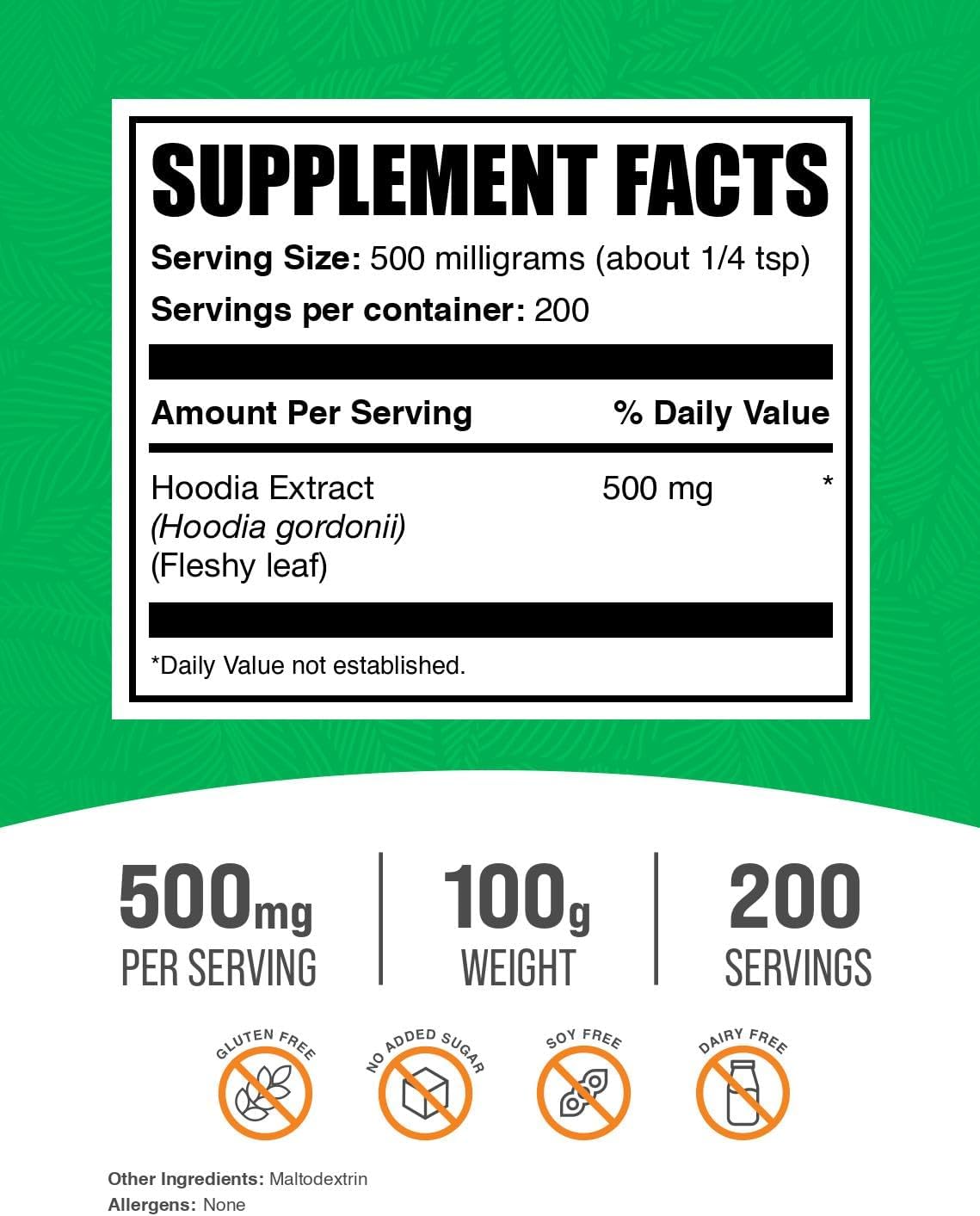 BulkSupplements.com Hoodia Extract Powder - Herbal Supplement, Hoodia Gordonii Extract, Vegan & Gluten Free - 100g (3.5 oz) - Pack of 1