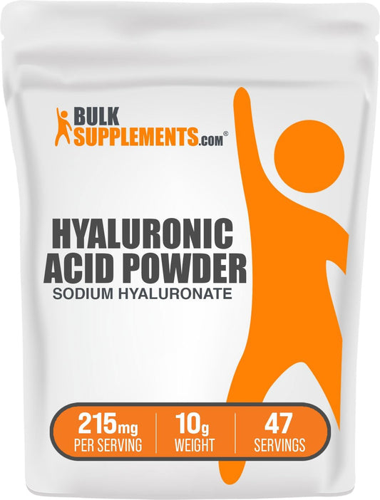 BulkSupplements.com Hyaluronic Acid Powder - 215mg per Serving, Food Grade, Gluten Free - Hyaluronic Acid Supplement Powder - 10g (0.35 oz) Pack of 1