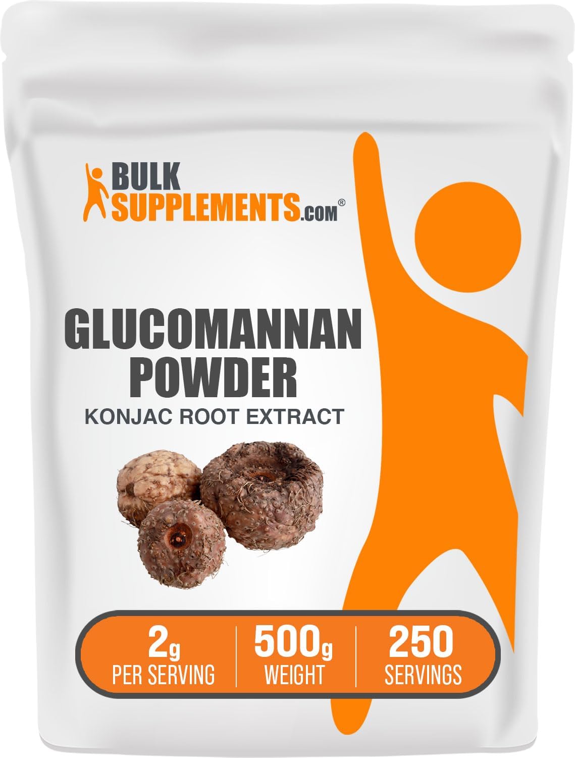 BulkSupplements.com Konjac Root Glucomannan Powder - Fiber Supplement, Gluten Free, 2g per Serving, 500g (1.1 lbs) Pack of 1