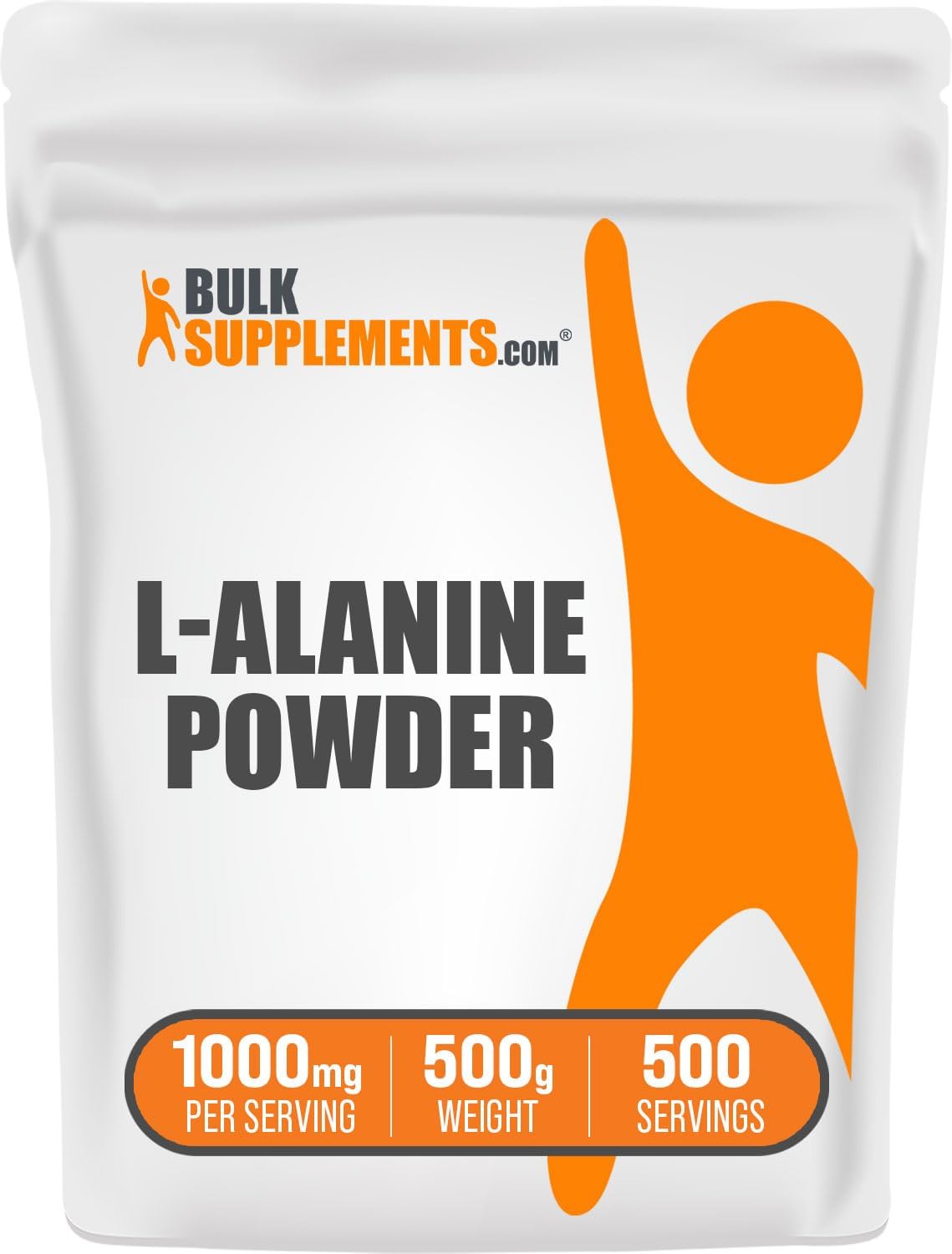 BulkSupplements.com L-Alanine Powder - 1000mg Amino Acid Supplement, Unflavored Gluten-Free Powder - 500g Pack