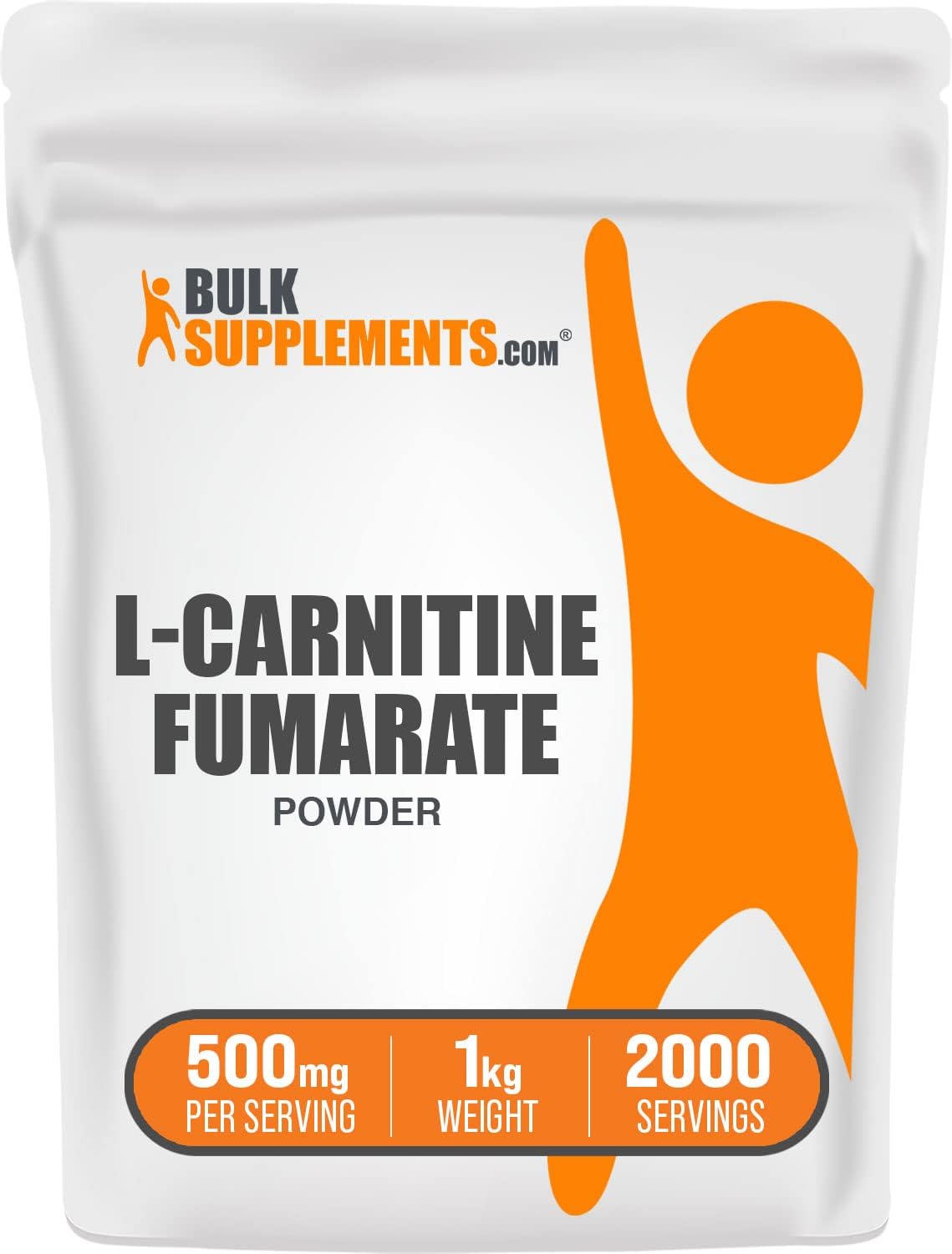 BulkSupplements.com L-Carnitine Fumarate Powder - 500mg per Serving, 1kg (2.2 lbs) - Gluten Free Carnitine Supplement