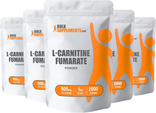 BulkSupplements.com L-Carnitine Fumarate Powder - 500mg Carnitine Supplement, Gluten Free - 5kg (11 lbs) Pack of 5