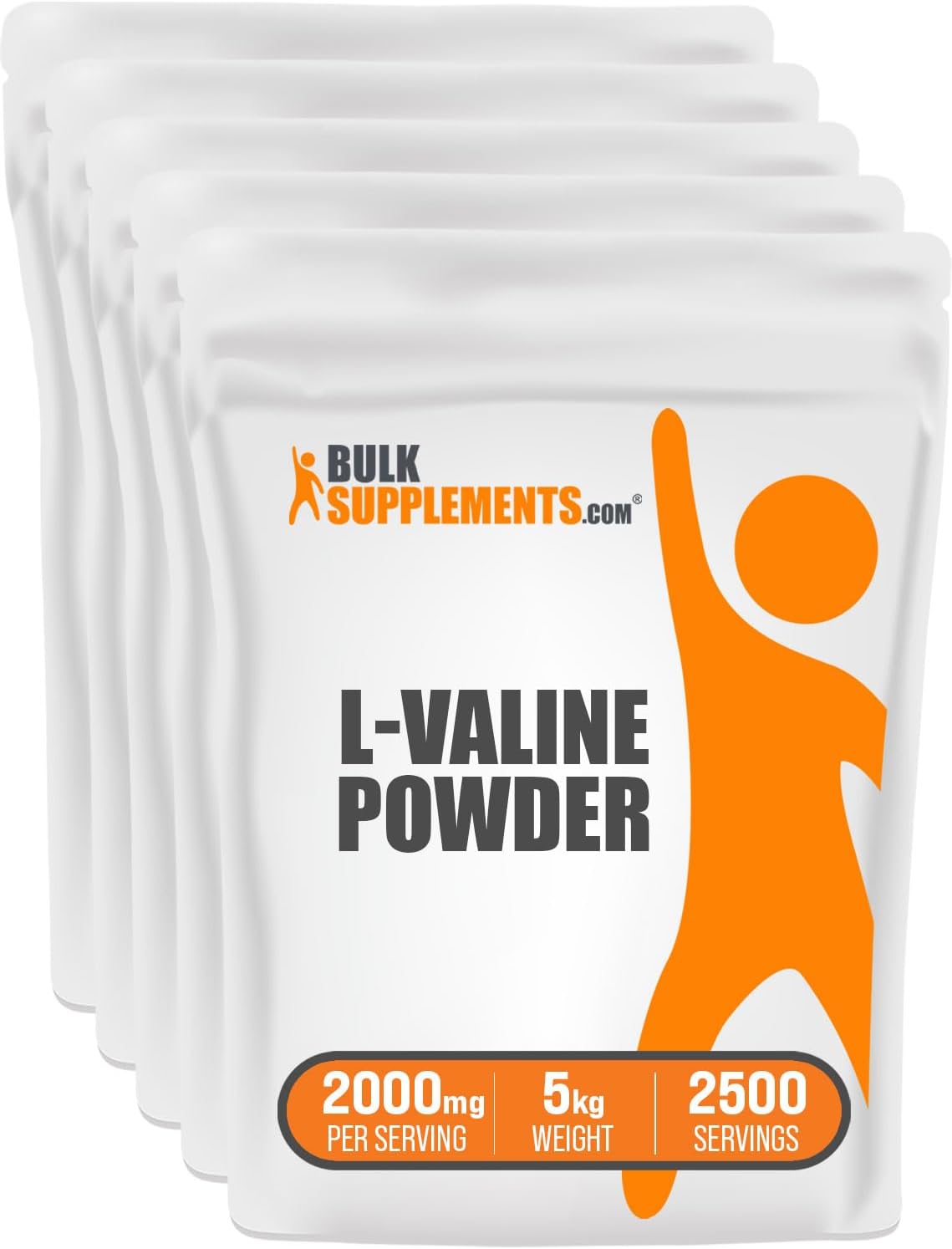 BulkSupplements.com L-Valine Powder - BCAA Supplement for Muscle Recovery - Valine Amino Acid Powder, 2000mg per Serving, 5kg (11 lbs) Pack of 5