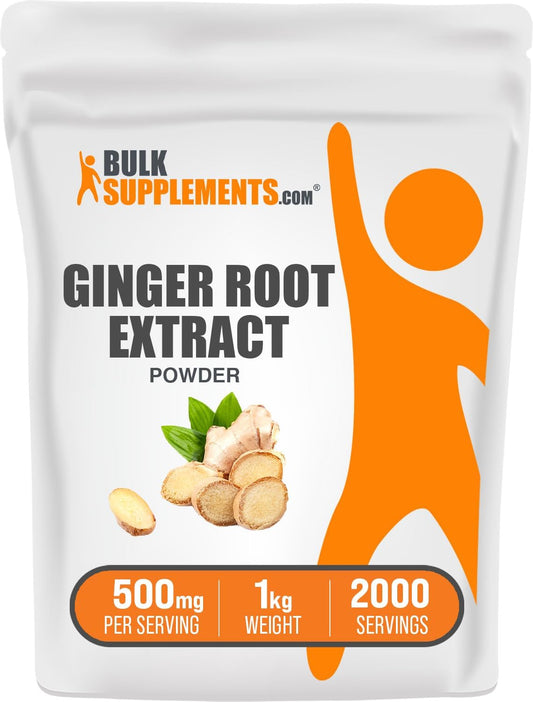 BulkSupplements.com Organic Ginger Root Extract Powder - Herbal Supplement, Gluten Free, 500mg per Serving, 1kg (2.2 lbs)