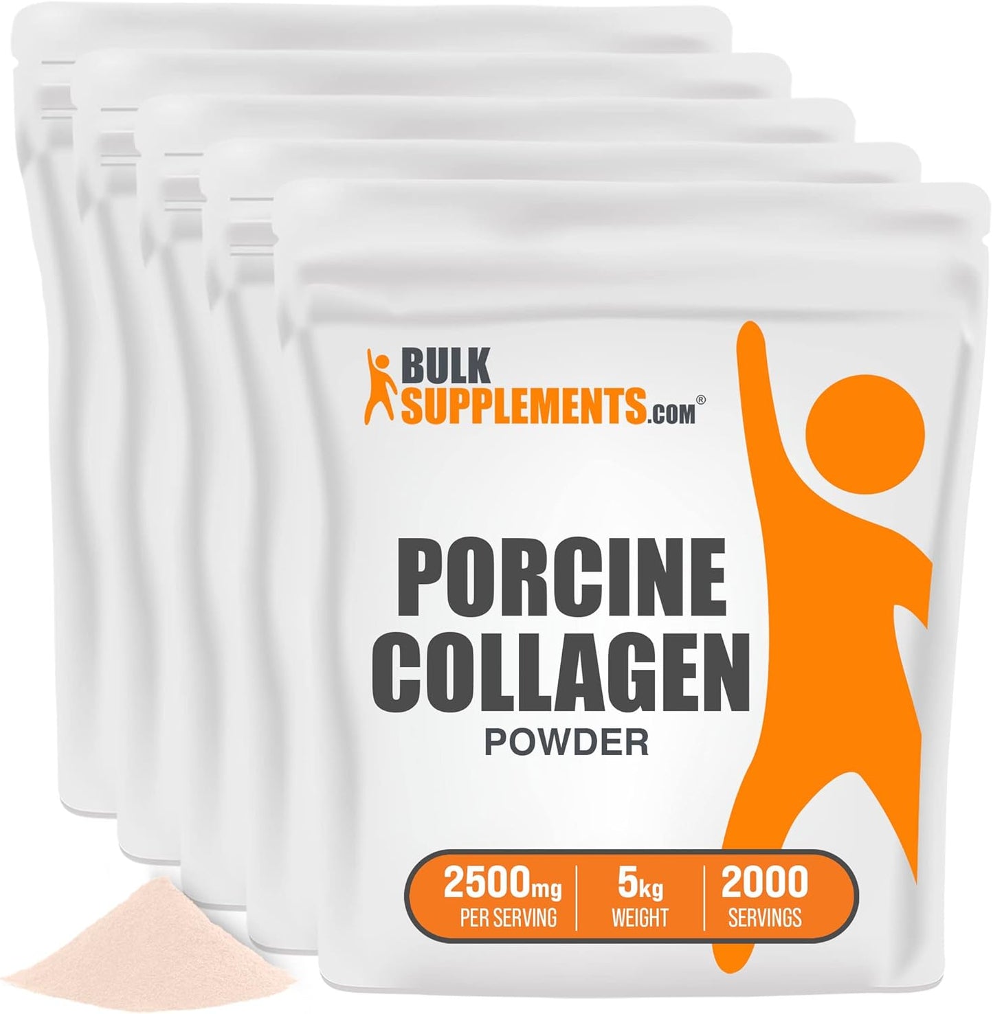 BulkSupplements.com Porcine Collagen Protein Powder - Hydrolyzed Collagen Peptides Supplement, Gluten Free, 2500mg per Serving, 5kg