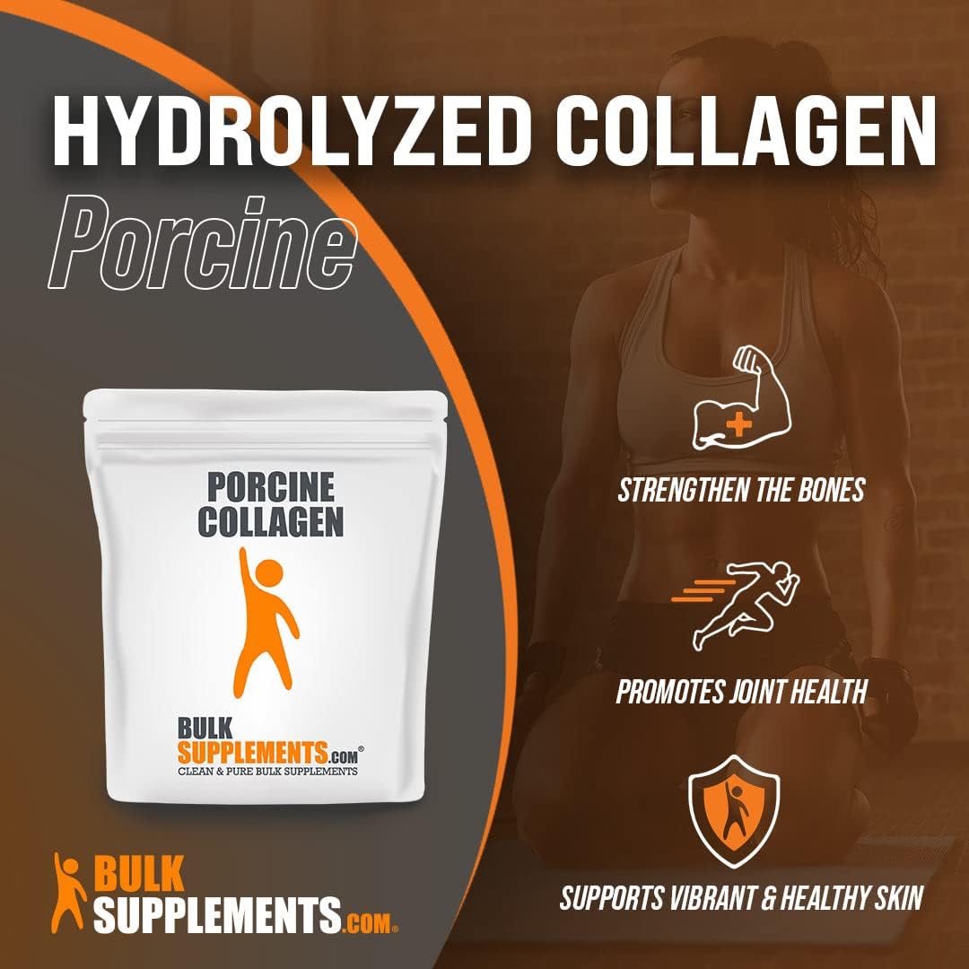 BulkSupplements.com Porcine Collagen Protein Powder - Hydrolyzed Collagen Peptides Supplement, Gluten Free, 2500mg per Serving, 5kg