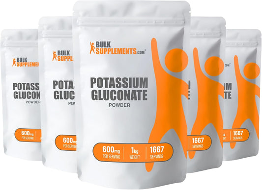 BulkSupplements.com Potassium Gluconate Powder - Gluten-Free Potassium Supplement - 600mg per Serving (99mg Potassium) - 5kg (11 lbs) Pack Size