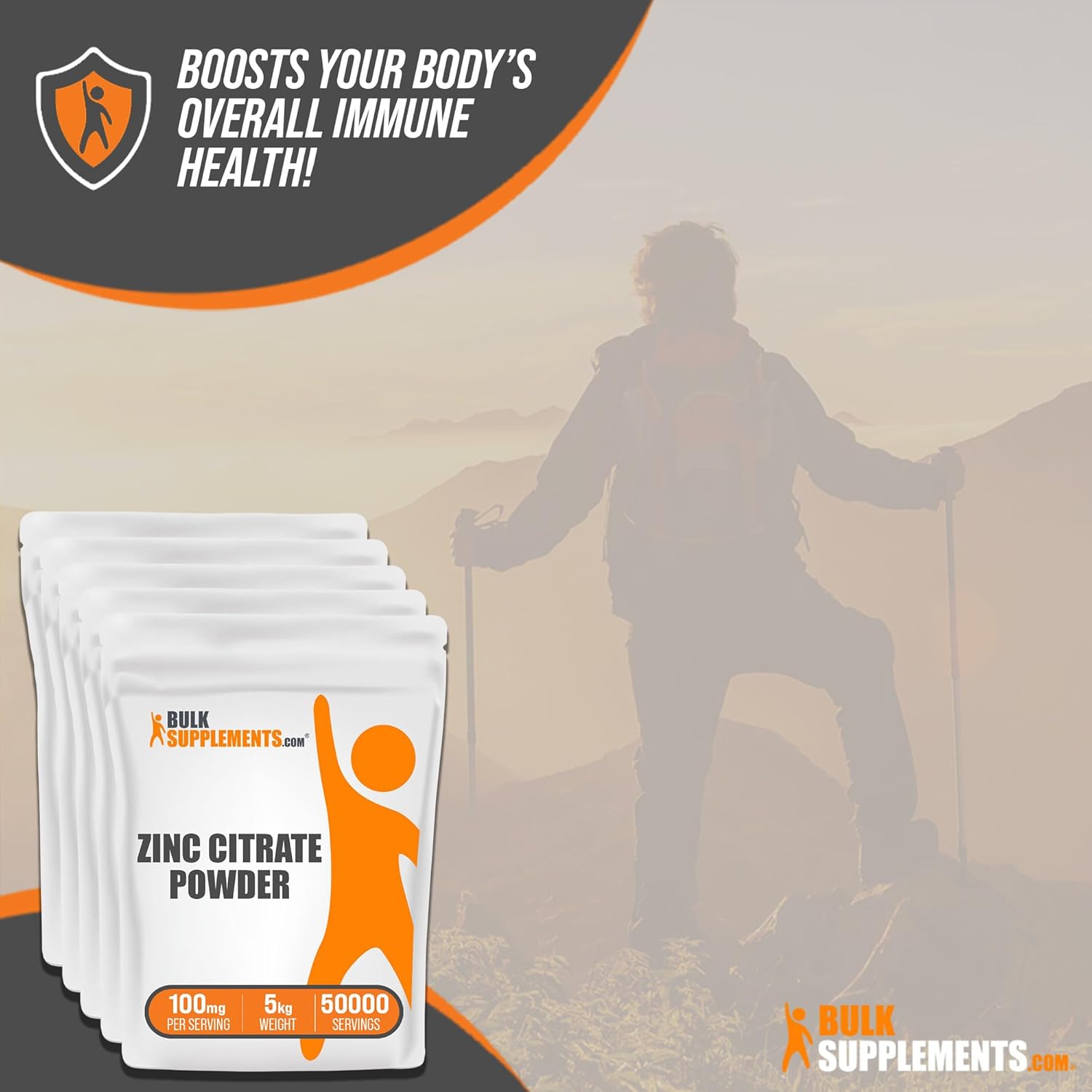 BulkSupplements.com Pure Zinc Citrate Powder - 30mg Zinc Supplements for Immune Support - Gluten Free, 100mg per Serving - 5kg (11 lbs)