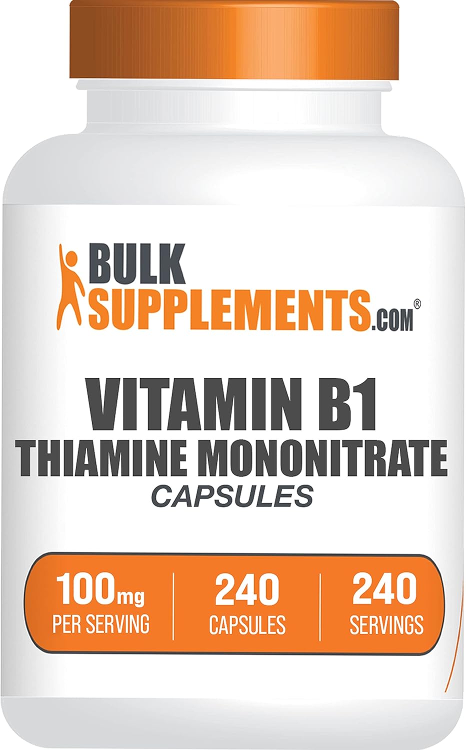 BulkSupplements.com Thiamine Mononitrate Capsules - Vitamin B1 Supplement, Gluten Free, 100mg - 240 Capsules