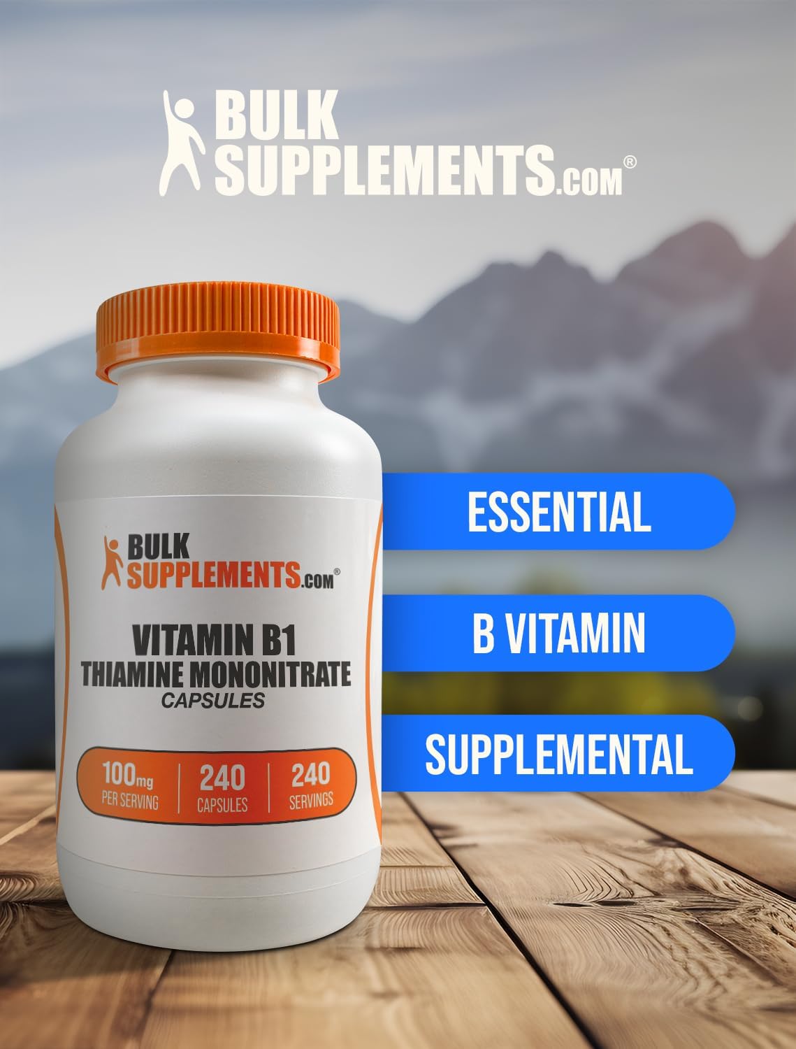 BulkSupplements.com Thiamine Mononitrate Capsules - Vitamin B1 Supplement, Gluten Free, 100mg - 240 Capsules