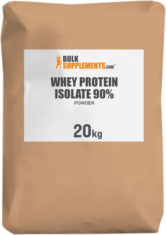 BulkSupplements.com Unflavored Whey Protein Isolate Powder - Flavorless, Gluten-Free Protein Supplement, 30g per Serving, 20kg (44 lbs) Bulk Size