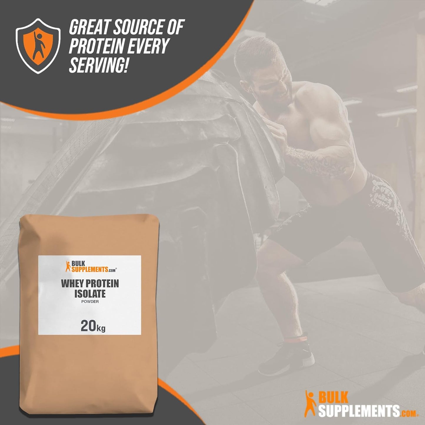 BulkSupplements.com Unflavored Whey Protein Isolate Powder - Flavorless, Gluten-Free Protein Supplement, 30g per Serving, 20kg (44 lbs) Bulk Size